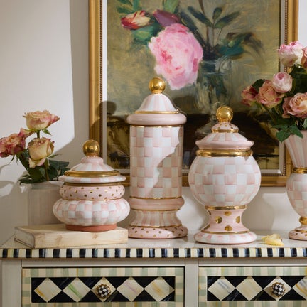 Rosy Check Ceramic Column Canister