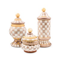 Mocha Check Ceramic Globe Canister