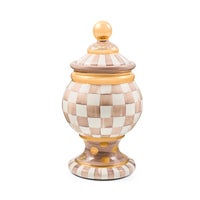 Mocha Check Ceramic Globe Canister