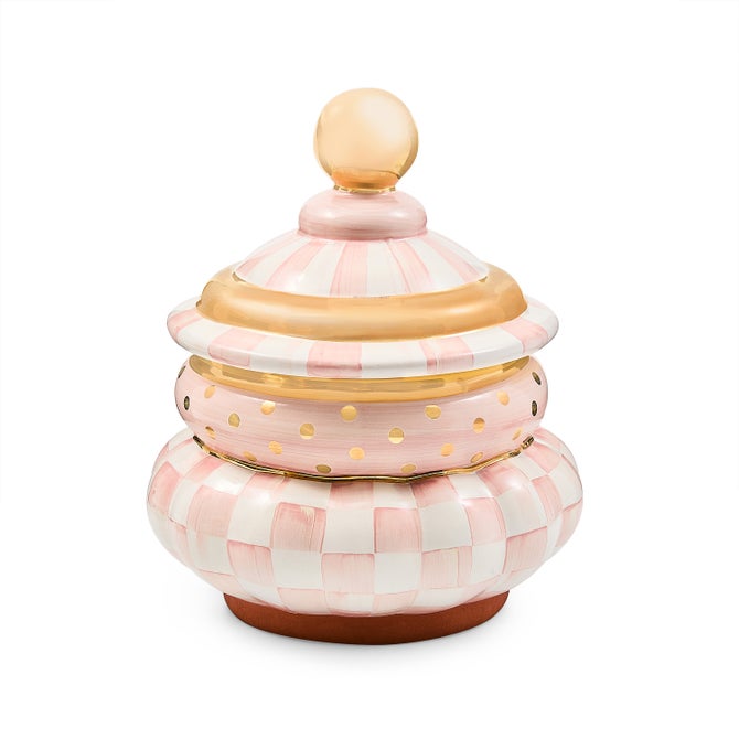 Rosy Check Ceramic Groovy Canister image number 0