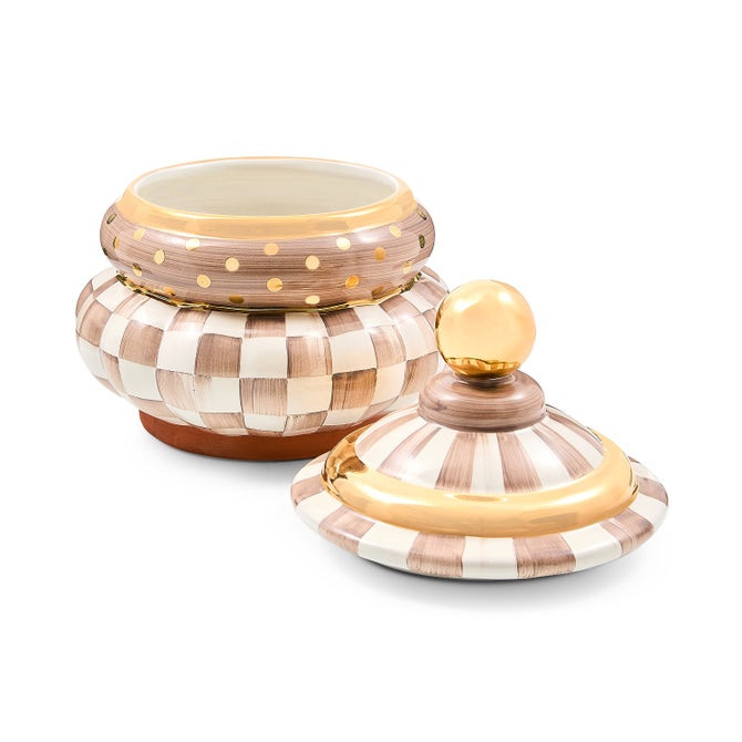 Mocha Check Ceramic Groovy Canister image number 1