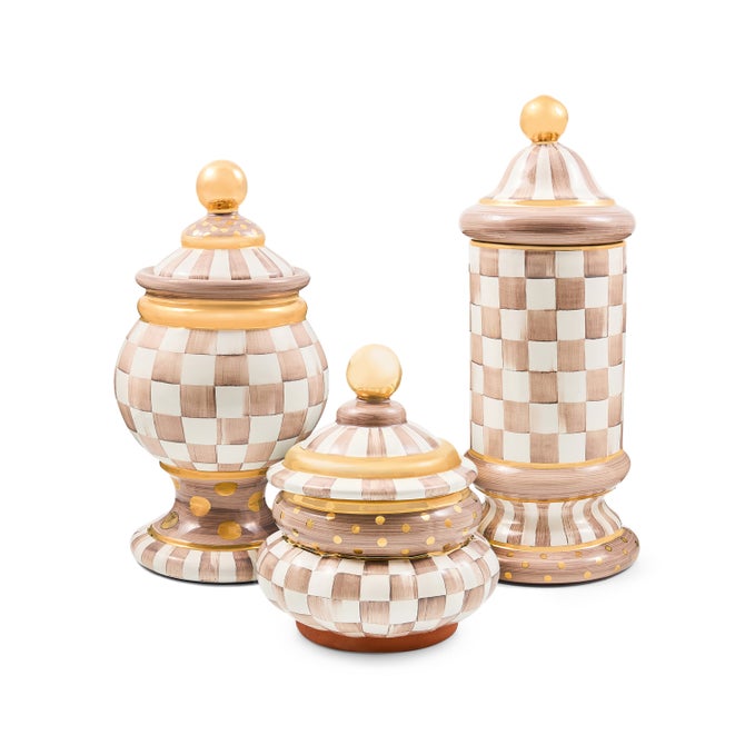 Mocha Check Ceramic Groovy Canister image number 2