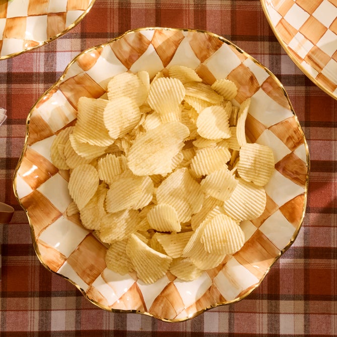 Ginger Check Medium Ceramic Fluted Serving Bowl image number 1