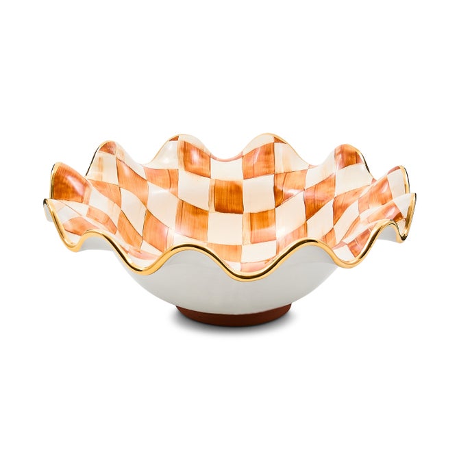 Ginger Check Medium Ceramic Fluted Serving Bowl image number 0