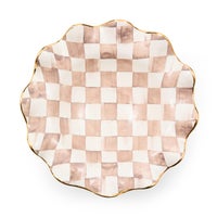 Mocha Check Ceramic Fluted Serving Bowl