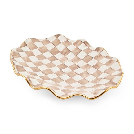 Mocha Check Ceramic Large Serving Platter