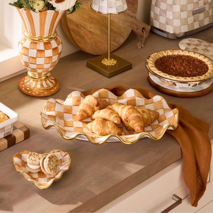 Ginger Check Ceramic Serving Platter