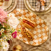 Ginger Check Ceramic Serving Platter