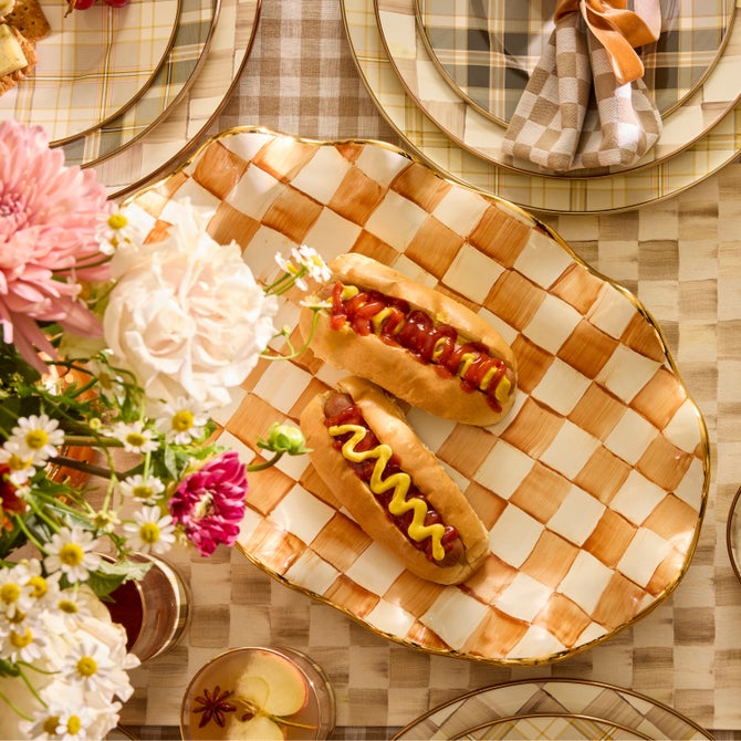 Ginger Check Ceramic Serving Platter image number 5
