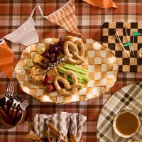 Ginger Check Ceramic Serving Platter