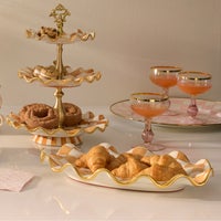Ginger Check Ceramic Serving Platter
