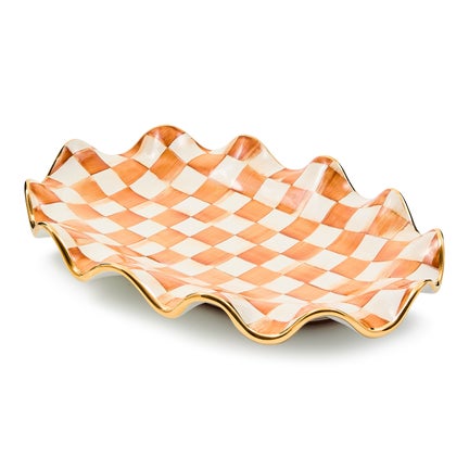 Ginger Check Ceramic Serving Platter