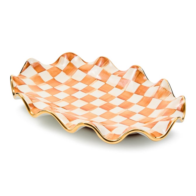 Ginger Check Ceramic Serving Platter image number 0