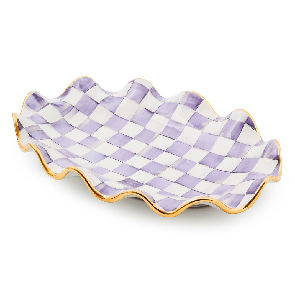 Check Ceramic Serving Platter - Plum Check mackenzie-childs Panama imagen 1