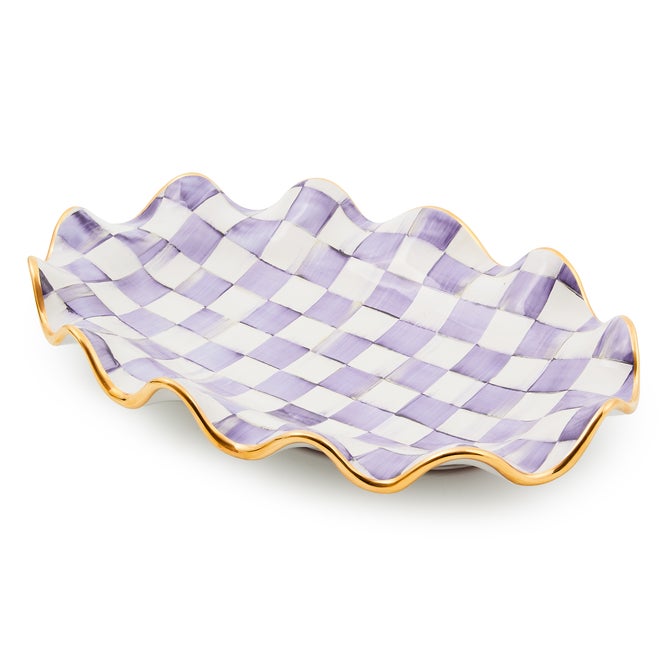 Plum Check Ceramic Serving Platter image number 0