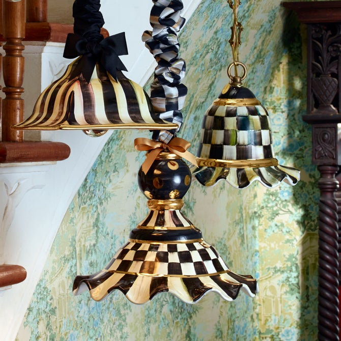 Courtly Check Small Ceramic Pendant Lamp image number 4