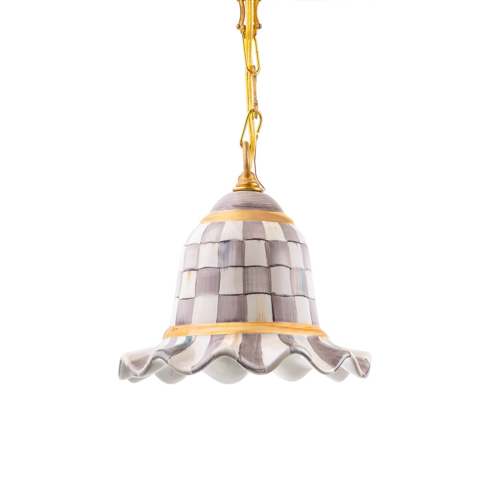 Sterling Check Small Ceramic Pendant Lamp mackenzie-childs Panama imagen 1