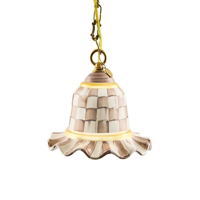 Mocha Check Small Ceramic Pendant Lamp image number 0