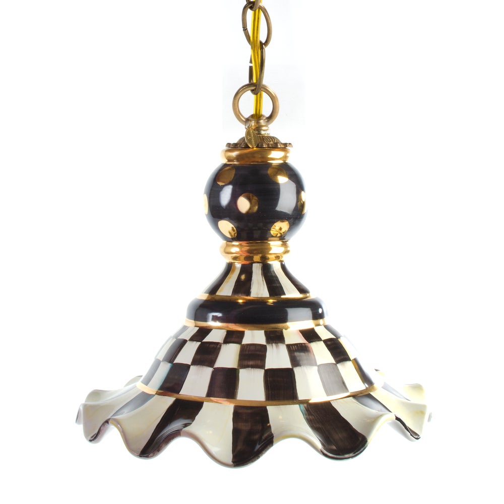 Courtly Check Medium Ceramic Pendant Lamp mackenzie-childs Panama imagen 1