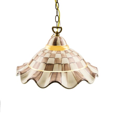 Mocha Check Medium Ceramic Pendant Lamp