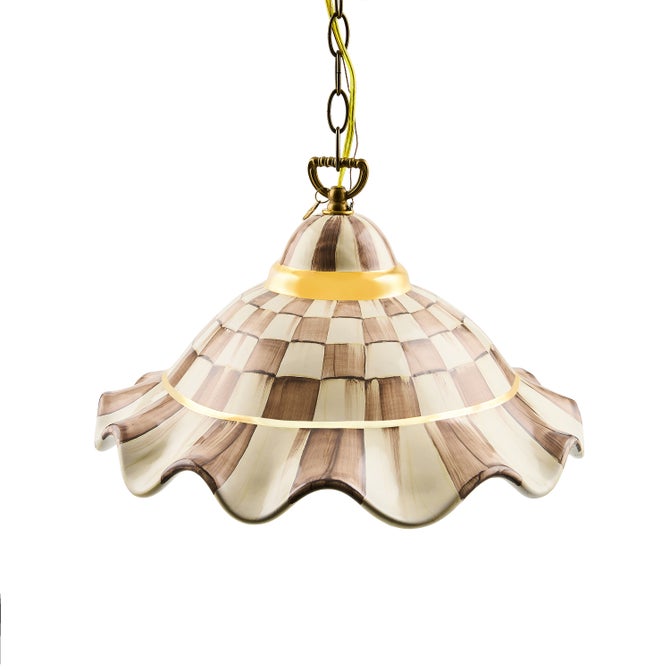 Mocha Check Medium Ceramic Pendant Lamp image number 0