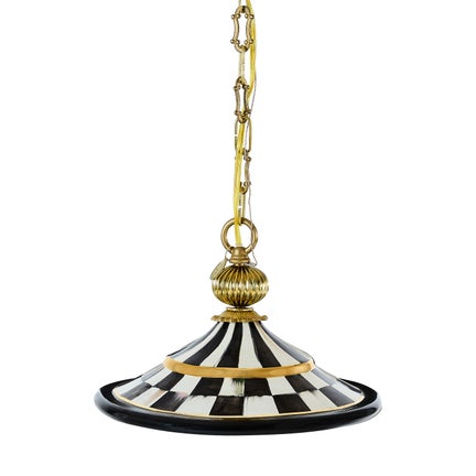 Courtly Check Flared Ceramic Pendant Lamp