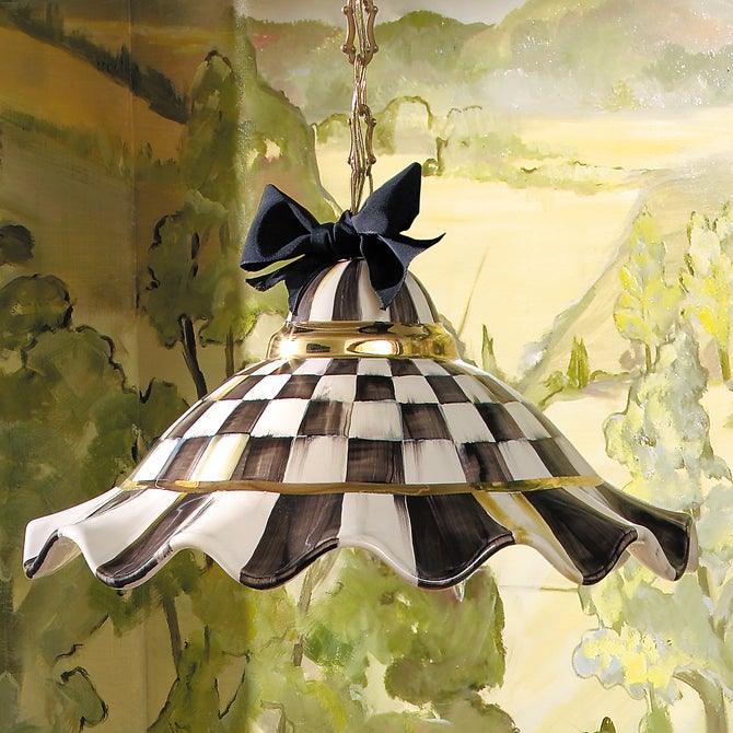 Courtly Check Ceramic Fluted Hanging Lamp image number 2