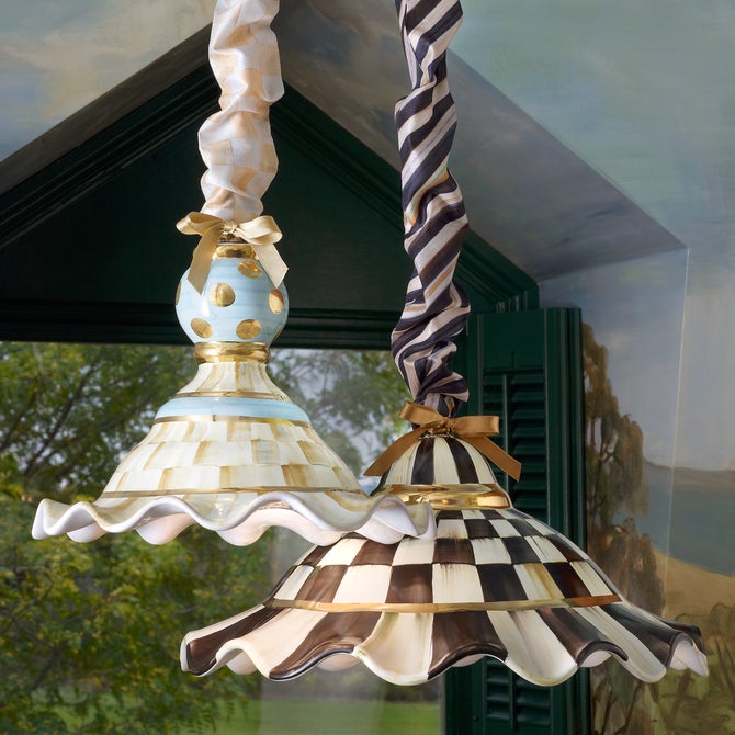 Courtly Check Ceramic Fluted Hanging Lamp image number 5