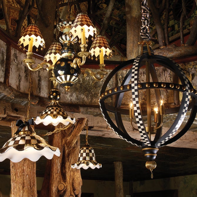 Courtly Check Ceramic Fluted Hanging Lamp image number 7