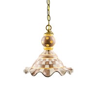 Mocha Check Ceramic Fluted Hanging Lamp