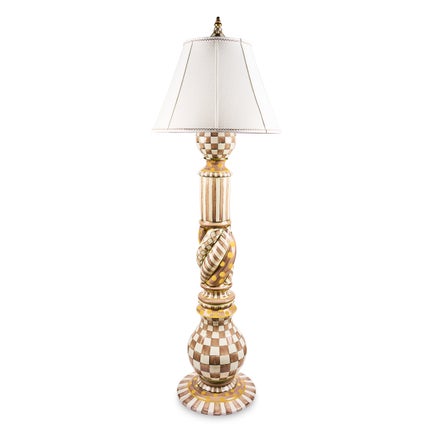 Mocha Check Ceramic Floor Lamp