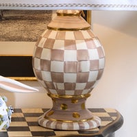 Mocha Check Ceramic Globe Lamp