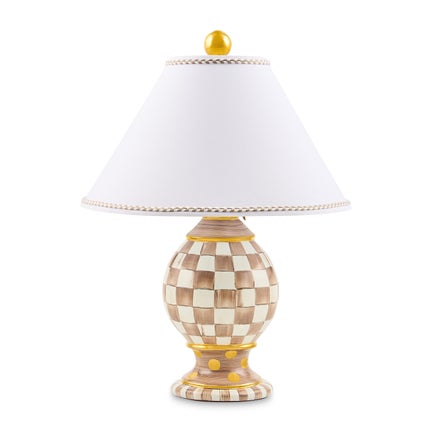 Mocha Check Ceramic Globe Lamp