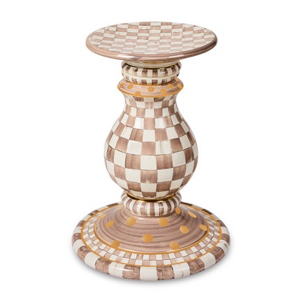 Mocha Check Ceramic Pedestal Table Base