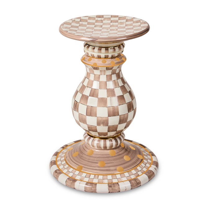 Mocha Check Ceramic Pedestal Table Base image number 0