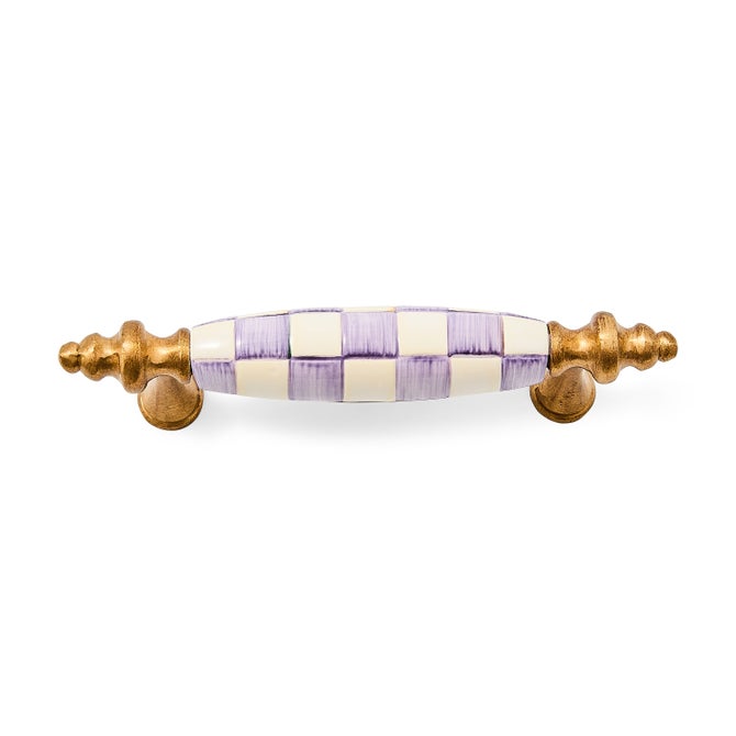 Violet Check Brass Drawer Pull image number 0