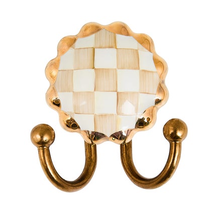Mocha Check Round Hook