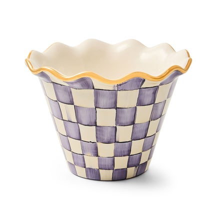 Violet Check 8" Ceramic Garden Pot