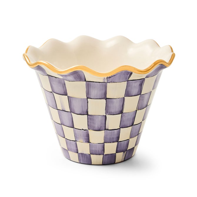 Violet Check 8" Ceramic Garden Pot image number 0