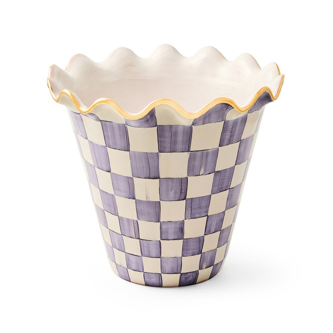 Violet Check Ceramic Jumbo Garden Pot image number 0