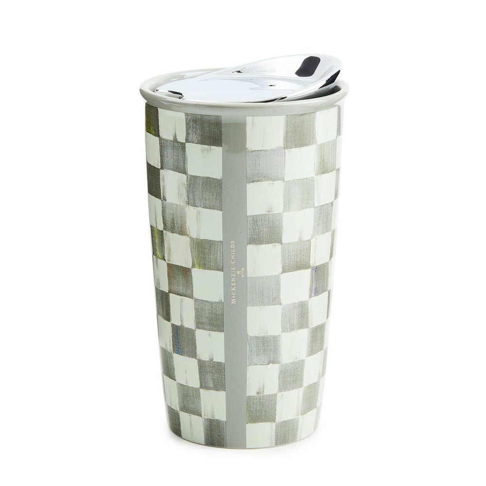 Ceramic Travel Cup - Sterling Check mackenzie-childs Panama imagen 1