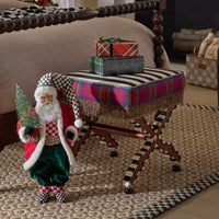 On Wall Street Stripe Cushioned Accent Stool