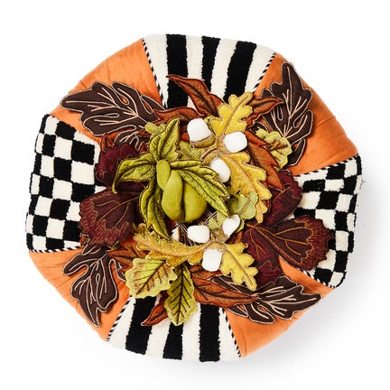 Harvest Check & Stripe Tufted Footstool