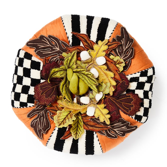 Harvest Check & Stripe Tufted Footstool image number 1