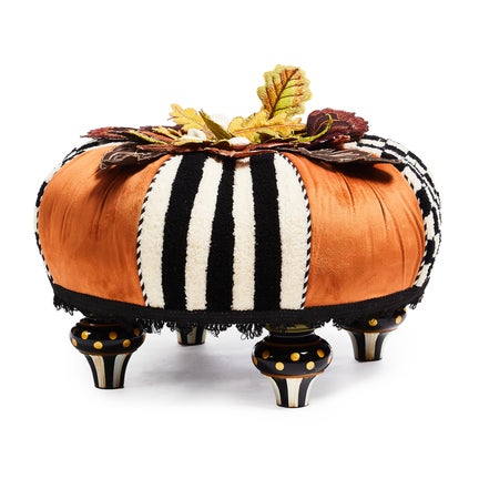 Harvest Check & Stripe Tufted Footstool