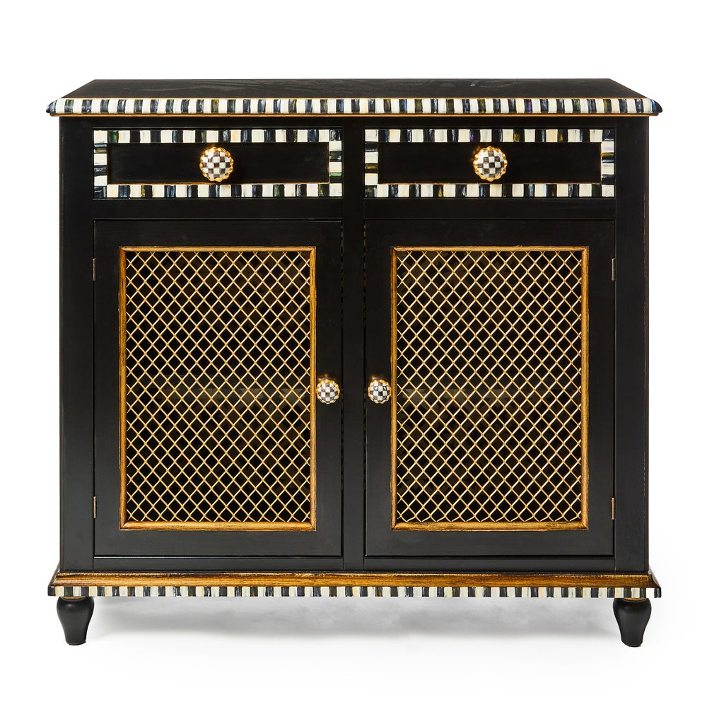 Courtly Criss-Cross Cabinet mackenzie-childs Panama imagen 1 Courtly Criss-Cross Cabinet mackenzie-childs Panama imagen 1