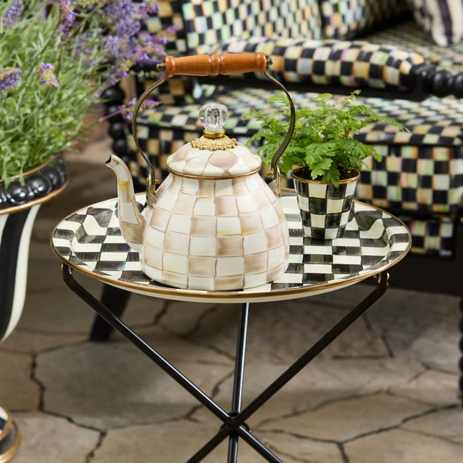 Courtly Check Enamel Tilt Accent Table image number 5