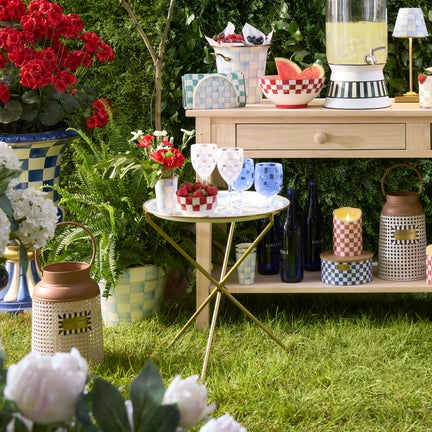 Sky Check Enamel Tilt Accent Table