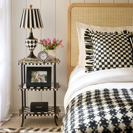 Black & White Check and Stripe 3 Tier Table