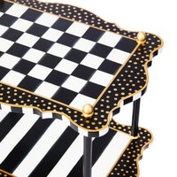 Black & White Check and Stripe 3 Tier Table